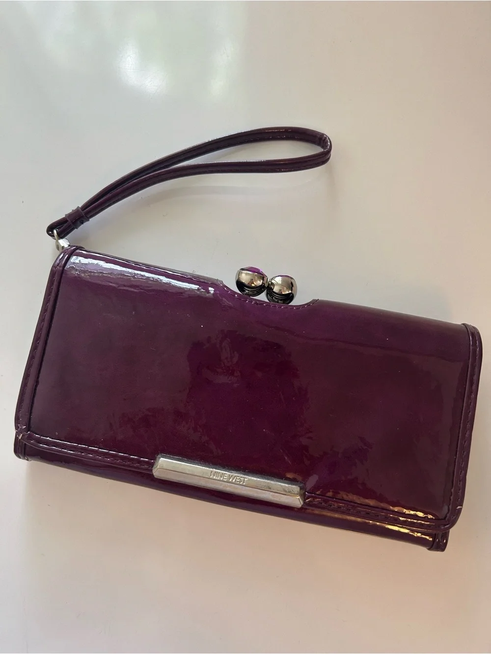 Nine West Purple Patent Wristlet Clutch